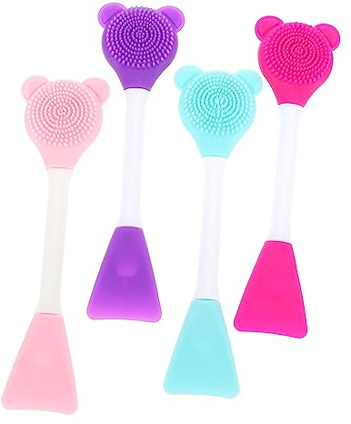 Gogogmee 4 Stück-pack Silikon Doppelkopf Gesichtsreinigungsbürsten zur Sanften Porenreinigung und Hautpflege Leicht zu Bedienen für Tägliches Make Up und Hautpflege