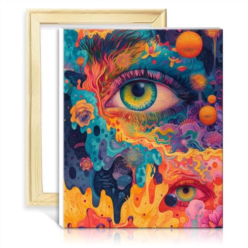TANGFEIY Ölgemälde-Set, Malen nach Zahlen, psychedelische Kunst, DIY, Anfänger, Acrylbild, Malen nach Zahlen, Bild für die Heimdekoration mit Rahmen (30 x 40 cm)
