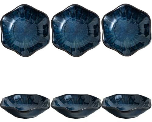 6 Stück Dipschalen Set,Keramik Kleine Schüsseln,Keramik Dip Schälchen Sind Langlebig,Dip Schalen Set Für Snackschalen,Snack Schalen,Sojasauce,Sushi,Antipasti,Schlüssel,Schmuck,Deko Schale(Blau)