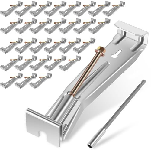 Deuson 30Pcs Gutter Hanger 5 Inch Aluminum Alloy Hidden Rain Gutter Bracket Quick Screw Gutter Clip with Pre Inserted Screw Gutter Hanger Bracket Gutter Support Bracket Fastener for Gutter(Silver)