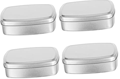 KAILIKETIY Lot de 4 Pots Carrés en Aluminium Rechargeables pour Crème Cosmétique 100Ml Étanches pour Rangement Salle de Bain Couvercles Vis