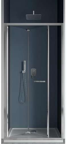 Impalli - Cabina de ducha completa de 195 cm de altura, extensible de 87 a 91 cm, con 2 puertas de ducha, cierre tipo libro, cabina de ducha de cristal templado de 6 mm, reversible, acabado