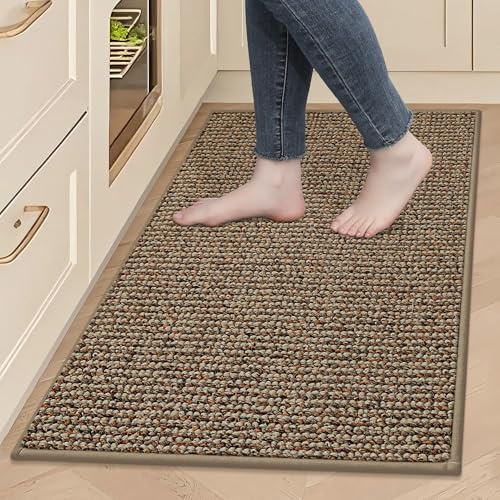 BEQHAUSE Kitchen Rugs 24x36, Non-Slip Kitchen Mats for Floor, Super Absorbent and Stain Resistant Kitchen Rugs, Machine Washable Rugs for Kitchen, Hallway, Laundry & Sink, Taupe