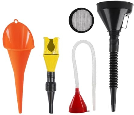 JIHXYER 4 Stück Einfülltrichter Set, rechtwinkliges flexibles Kunststoff Trichter Set mit Schlauch, Oil Funnel for Car, Universal Auto Benzin Kraftstoff Trichter für Auto Werkstatt