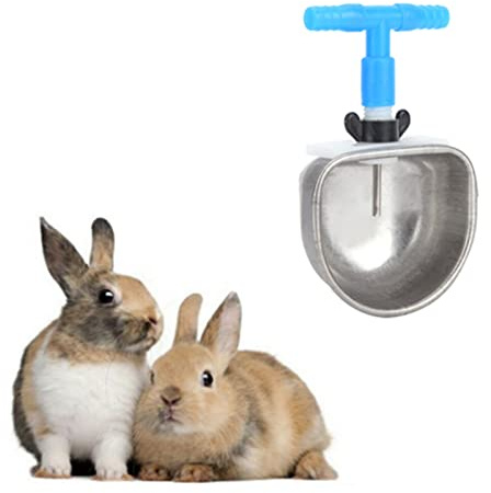 Coppa di alimentatore d'acqua, 10 set in acciaio inossidabile conigli bevitori di acqua potabile ciotola collegarsi a accessori per l'alimentazione del tubo da 7-10 mm per piccoli (T -tee consecutivo)