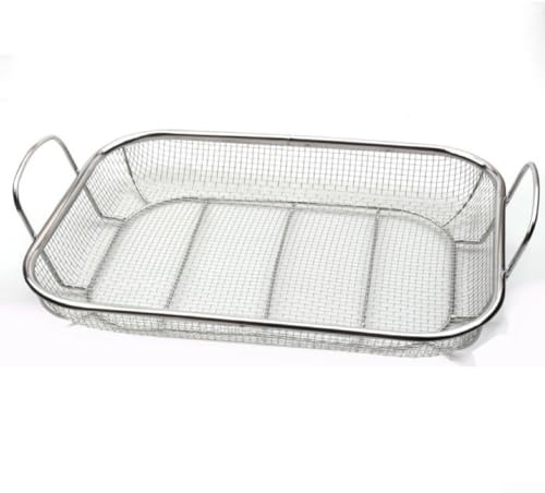 Cesta de parrilla de acero inoxidable de 15 x 11 pulgadas para verduras y más con malla profunda y asas seguras, adecuada para parrillas de gas y carbón