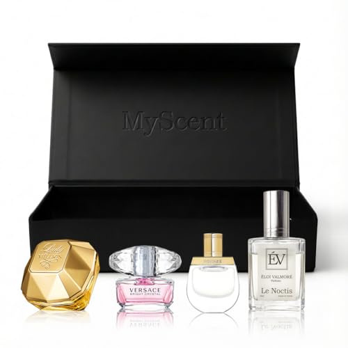 MyScent Mini Parfüm Set Damen – 4 exklusive Miniatur Parfums in eleganter Geschenkbox – Duftset zum Ausprobieren & für unterwegs – Parfüm Geschenk Set für Frauen