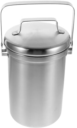Alipis Composteur D’Intérieur 3L en Acier Inoxydable avec Couvercle Intégré Bac à Compost de Comptoir pour Déchets Alimentaires Poubelle de Table Cuisine Hygiénique et Compacte