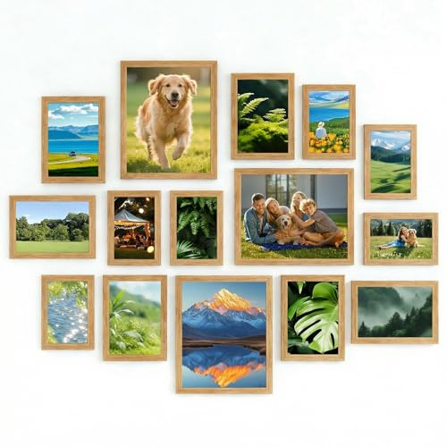 twirush 15 Stück Bilderrahmen Set, Bilderrahmen Collage in Verschiedenen Größen 10 × 15,13 × 18, 20 × 25 cm, Multi-Fotorahmen für Wand- und Tischdekoration, Bilderrahmen für Wohnzimmer Büro Zuhause