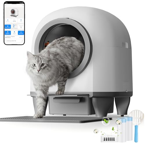 TRIUMPHKEY selbstreinigende Katzentoilette, automatisches Katzenklo mit mehrfachem Schutz, APP-Fernüberwachung, elektrisches Katzenklo XXL mit Geruchsneutralisierung und einfacher Reinigung