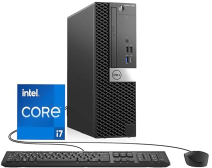 Dell Optiplex 7060 SFF Ordinateur de Bureau, Intel Core i7-8700, 8 Go de RAM, SSD 256 Go, Wi-FI, Bluetooth, Clavier QWERTY Américain, Windows 11 Pro (Reconditionné)