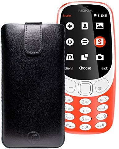 Original Favory Etui Tasche für Nokia 3310 (2017) | Leder Etui Handytasche Ledertasche Schutzhülle Case Hülle Lasche mit Rückzugfunktion* in schwarz