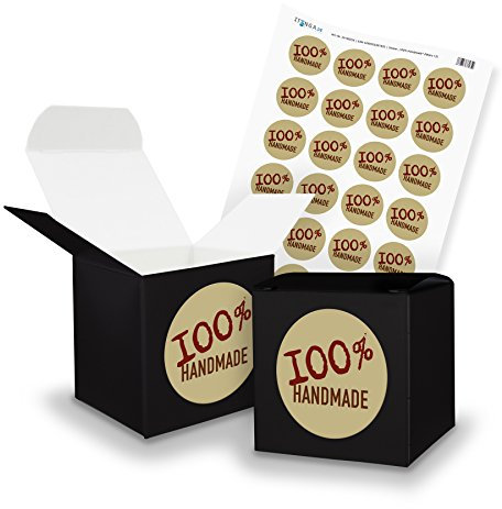 itenga SET 100% Handmade (Motiv 12) 24x Würfel 6,5cm schwarz + Stickerbogen