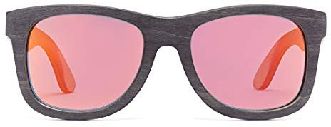 Bonizetti Herren Sonnenbrille Bambus Schwarz Glasfarbe gelb CAPRI - 143mm Männer, Sunglasses, Sommer Accessoires, Naturmaterialien