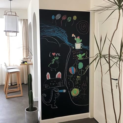 KaRoFoilFIX Self-Adhesive and Magnetic Vinyl Blackboard Film Chalkboard | Colour: Black | Includes Chalk Pen | PVC-Free Children's Board | Self-Adhesive Film l Memo Board (100 x 75)