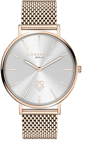 Liebeskind Berlin Damen Analog Quarz Uhr mit Edelstahl Armband LT-0250-MQ, Ip Roségold-Silber