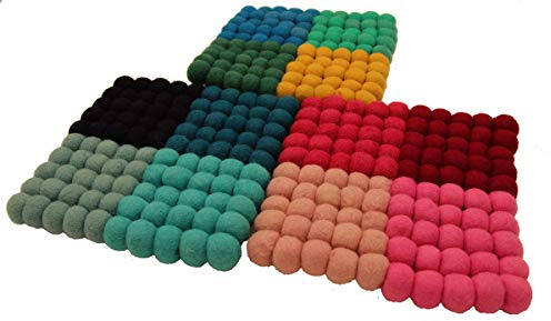 Maharanis Fairtrade 3er Set Filz Untersetzer Topf Untersetzer quadratisch 22 x 22 cm