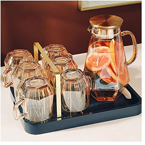 ZHANGZONG teapot set gongfu tea set chinese tea set japanese tea set travel tea set Glass Teapot + Mug *6 Set Stovetop Safe Coffee Infuser Maker Gift Set Kung Fu Tea Gift Set(Color:c,Size:)
