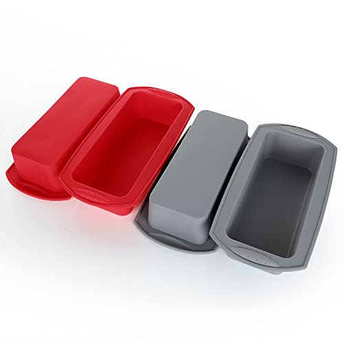 JMIATRY Silicone Loaf Tin Bread Tin Set of 4, 1lb to 2lb Non Stick Bread Tin, Professional Loaf Tins for Baking Loaves, Breads, Cakes and Lasagna(27x13x6.5cm)
