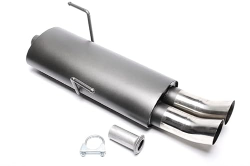 Sportendschalldämpfer DTM Sportauspuff Endschalldämpfer Stahl 2x76mm hoch rund scharf mit ABE für 206 Typ 2 - Eintragungsfrei - 1034184
