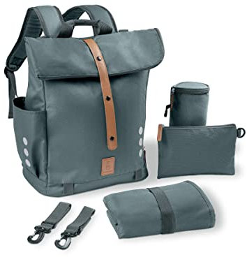 Ehrenkind® Wickeltasche Rucksack | Großer Wickelrucksack mit Multifunktions-Babytaschen und mobiler Wickelauflage | Rucksack mit Wickeltasche für Unterwegs | 100% Recycelt Grau