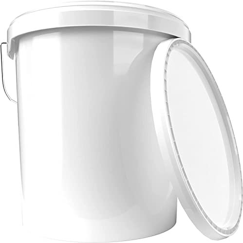 FixedByU Seau avec couvercle 16 litres blanc Convient pour un usage alimentaire, hermétique et stable, seau vide avec poignée et couvercle pour aliments, chimie, mur, peinture, poudre à laver, colles
