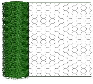 Práctico trenzado hexagonal de 50 cm × 25 m, malla de alambre recubierta de PVC, malla de 25 mm, malla de alambre verde adecuada para redes de conejos, redes de pollo, vallas animales, cautiverio de
