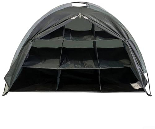 Gbtdoface 1 x Schuh-Aufbewahrungsbox, Campingschuh-Aufbewahrung, Campingschuhe, Organizer, 9 Ablagen, zusammenklappbar, Zelt-, Kleider-Organizer (grau), 1120767983