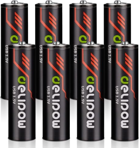 AXFEE 3400mWh Lithium AA Rechargeable Batteries, 8PCS 1.5V High Capacity Rechargeable Battery with 4PCS 2 in 1 USB Charging Cable, 1H Fast Charge, 1500 Cycles, Li-ion AA Batteries, with Storage Box