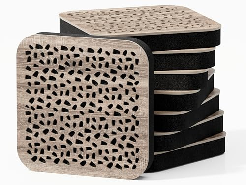 8 Pack — Mini Sound Absorption-Diffuse Acoustic Panel | 23x23cm | Absorption - Diffusion - Reflection - Soundproofing | Color Perforated Plates: (Sonoma, ENRIA)