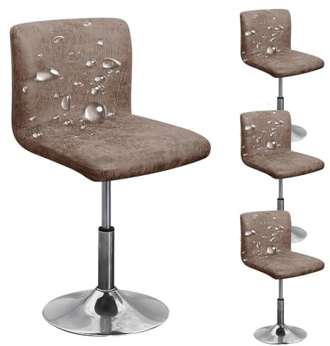 ZRCYXDW wasserdicht Bar Stuhlhussen, PU Leder Barhocker bezüge 4 Stück Super fit Barhocker Stuhlbezüge mit lehne Stuhlabdeckung für Bar Rezeption-Kamel-4er Set