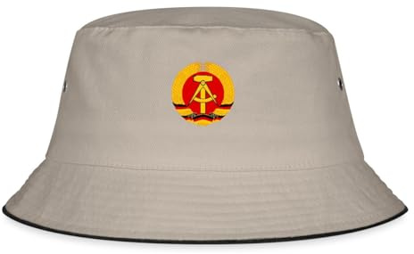 Spreadshirt DDR Logo Wappen Logo Ährenkranz Hammer Sichel Retro Fischerhut, S/M (Caps), Khaki/Schwarz