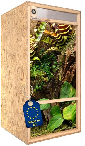 ITA Hochterrarium 60x120x60 cm mit Frontbelüftung & Integriertem Hygrometer - Holz Terrarium aus OSB-3 Platten - Terrarien für Reptilien, Schlangen, Amphibien - EU Produkt, FSC Zertifiziert