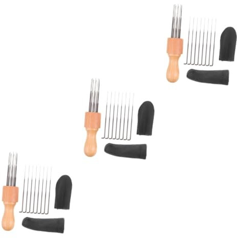 SEWACC 3 Juegos De Kit De Material De Bricolaje Agujas De Bordar Pavor Aguja De Crochet Agujas De Tejer Coser A De Agujas De Coser Herramientas De Aguja De Fieltro