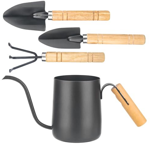 XTDMJ 350 ml Black Stainless Steel Mini Watering Can, Small Indoor Plants, Bonsai Trees & Potted Plants