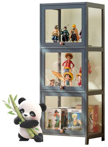 Ddasam Vitrine,sammlervitrine,Manga Regal,Großer Kapazität Klare Regal Vitrine,Glas Acryl vitrine,Holzvitrine,Glasvitrine für Bücher,Wein,Büro,Wohnzimmer,Küche106×40×33cm,Vitrine mit 3 Fächern