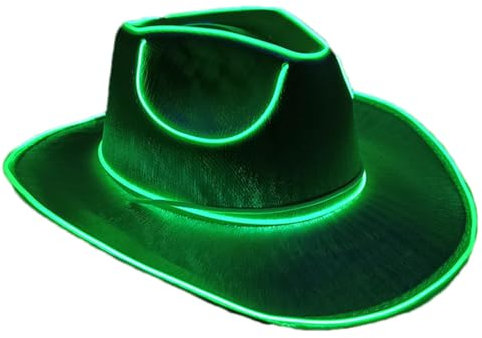Mingchengheng Cowboyhut Mit Blinkender LED-Krempe, LED-Leuchthut, Lustiger Leuchthut, Partyhut Für Geburtstagsparty, Hochzeit, Abschlussball, Festzug, Cosplay, Halloween