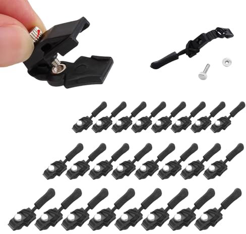 24 Stück Reißverschluss Reparatur Set,ReißVerschluss Zipper Ersatz für Reißverschlüsse Reparieren Universal Reißverschluss Fix Schraubenkopf Mit Gleitzähnen Verlängerung Befestigung,Einfach Bedienen