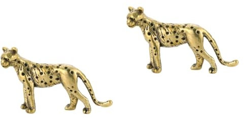 Cabilock Tierfigur 2st -Ornamente Aus Messing Lava Lampe -Statue Geparden-Ornament Dekorationen Geode Vintage Gepardenstatue Figur Exquisites Tierdekor System Golden