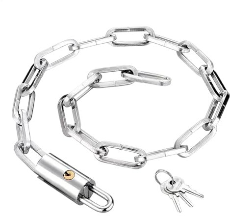 Lunaobrik Candado de cadena de motocicleta, cadena de candado de bicicleta | Candado de bicicleta de acero antirrobo de cadena | Cadena de seguridad gruesa para bicicletas extra largas para puertas y