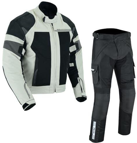 BOSmoto Motorrad Textil Anzug für Herren – Sommer Jacke und Hose, 2-Teiler,Herren Motorrad Textil kombi,Motorrad Sommer Jacke und Hose,Biker Motorrad Kombi