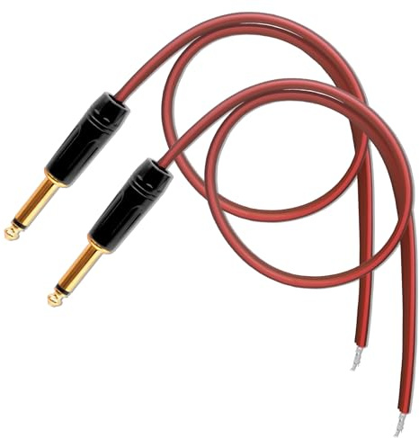 YARCHONN 6.35mm TS Plug to Bare Wire 1/4 inch Male Plug Mono Audio Pigtail Cable 1.64FT Open End, Jack Connector Adapter for Audio Equipment Speaker Microphone Cable Replacement, DJ DIY Repair (2pcs)