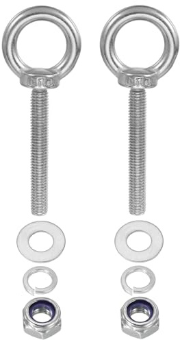 PATIKIL M10 x 70mm Boulon À œil Avec Écrou, 2 Pièces 304 Acier Inoxydable Boulon D’épaule De Levage Vis À Filetage Pour suspendu, Argent