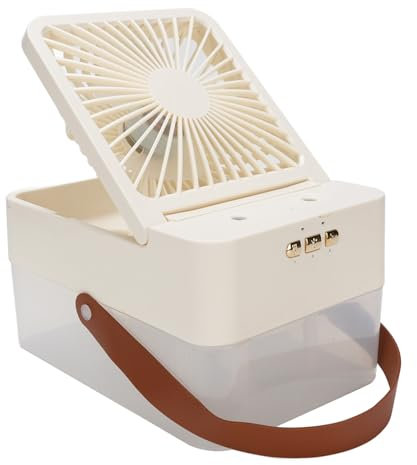Desktop Humidifier Fan, Atomize Water Molecules, Humidifying Cooling Quiet USB Rechargeable Portable Fan, 2.5L Water Tank, ABS Material, for Home Office Car Travel Indoor Outdoor