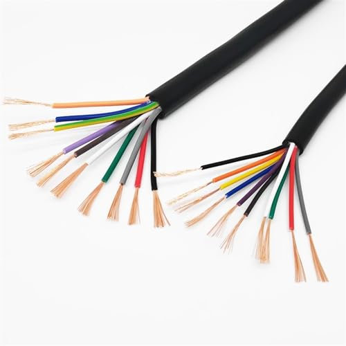 LIQONWAG Cables, 1 Meter Copper Insulated Control Signal Wire 8 Cores to 30 Cores 40 Cores Sheathed Cable 22Awg 20Awg 18Awg Electric Cord/22 Awg0.03Cm2/24Coeres 1Meter