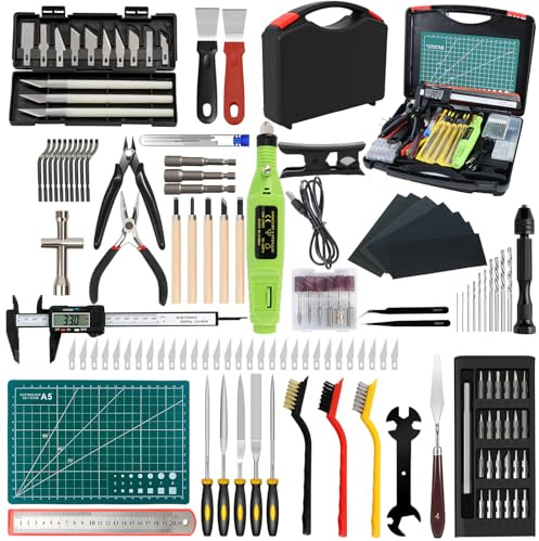Kit d'accessoires d'imprimante 3D, 158 pièces, Kit d'outils pour Imprimante 3D avec Kit de Nettoyage de Buse, Outil d'ébavurage, Pied à Coulisse, Mini Outils Rotatif, pour Retrait Nettoyage Finition