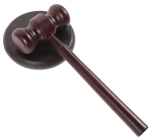 TOGEVAL Marteau de Juge Bois avec Bloc Sonore Maillet Léger et Portable pour Commissaire-priseur Avocat Ventes Aux Enchères Conférences et Jeux de Rôle