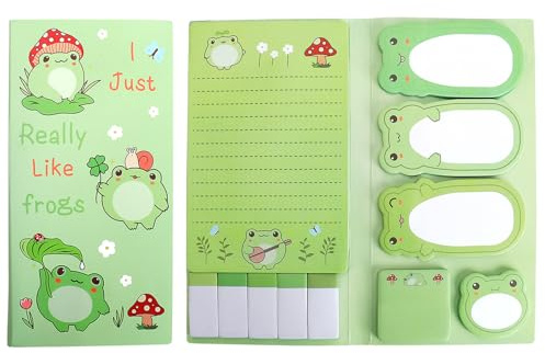 440 Blätter Haftnotizen Set 'Mein Lieblingstier' - Niedliche Frosch Design, Selbstklebende Index Tabs, Praktische Marker für Ordner & Hefte