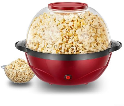 Machine à popcorn rétro de 24 tasses avec plaque antiadhésive et agitateur intégré pour un fonctionnement rapide et silencieux, rouge (2298,7 cm pour popcorn)
