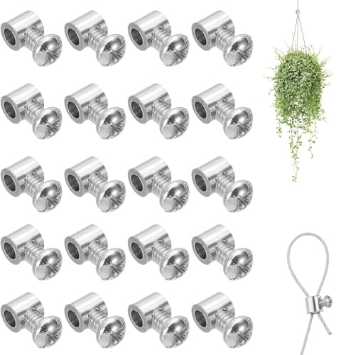 CQXSYTBN Drahtseilklemmen Set, 20 Stück, für 3mm Stahlseile | Einloch Seilclip, Schraubverschluss, Wiederverwendbar, Für Markisen, Wäscheleinen & Banner